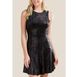Francesca's Woman Sleeveless Formal Fit & Flare Sequin Dress Size Medium Black